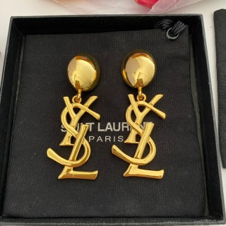 YSL Signature Logo Pearl Top Clip-On Earrings