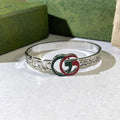 Gucci Interlocking G Web Stripe Crystal Accent Cuff Bracelet