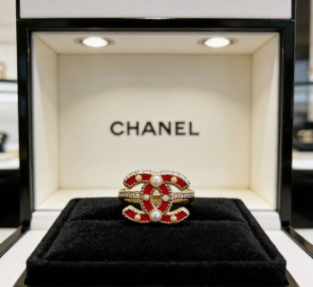 CHANEL Golden CC Signature Embellished Ring