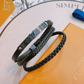 Louis Vuitton Shadow Leather Layered Bracelet Set